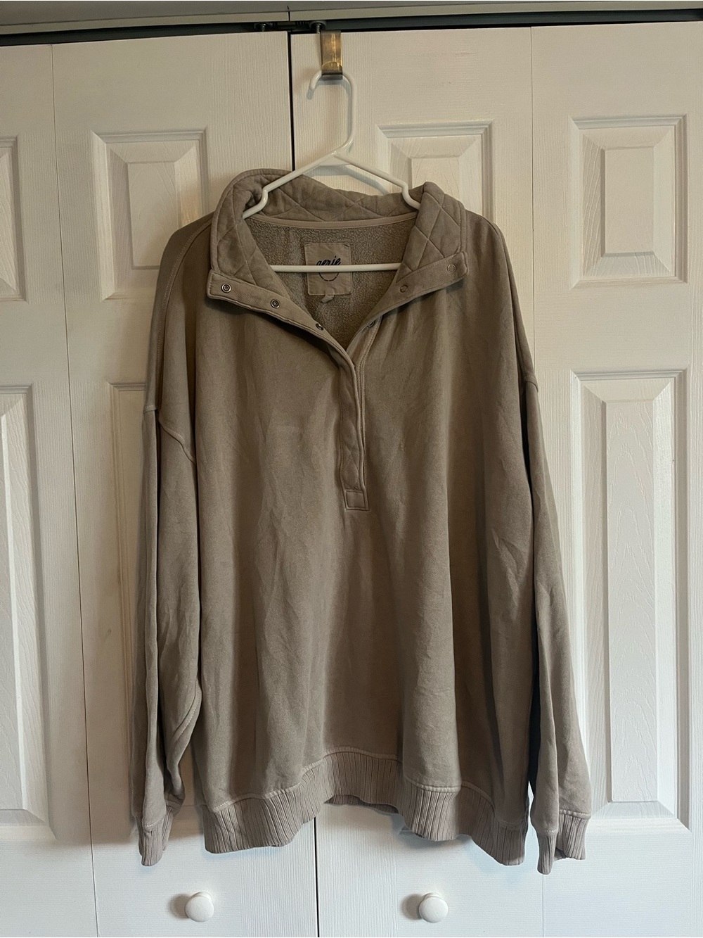 Aerie oh snap sweatshirt tan size l